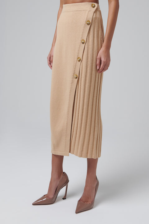 Beige Nougat Midi Skirt