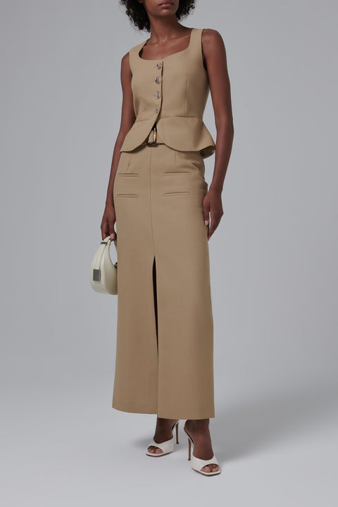 Beige Nana Midi Skirt