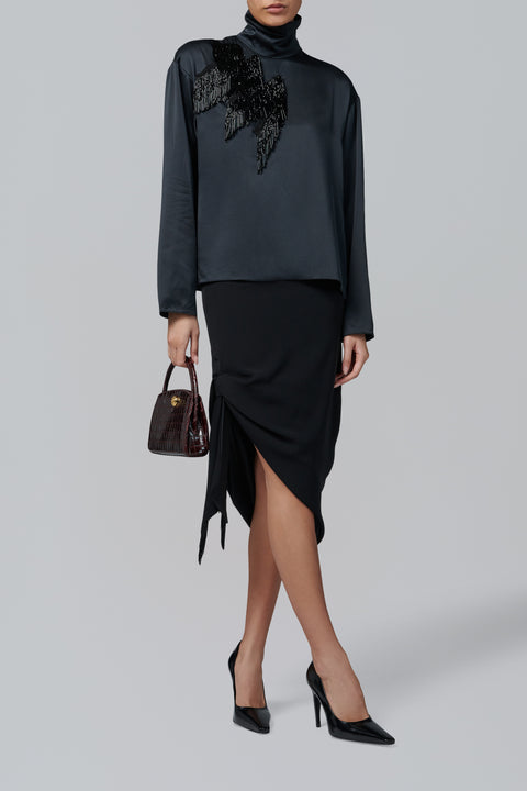 Black Ofanto Midi Skirt