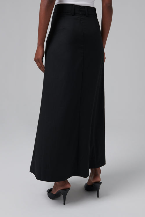 Remain Black Pleated Suiting Maxi Skirt