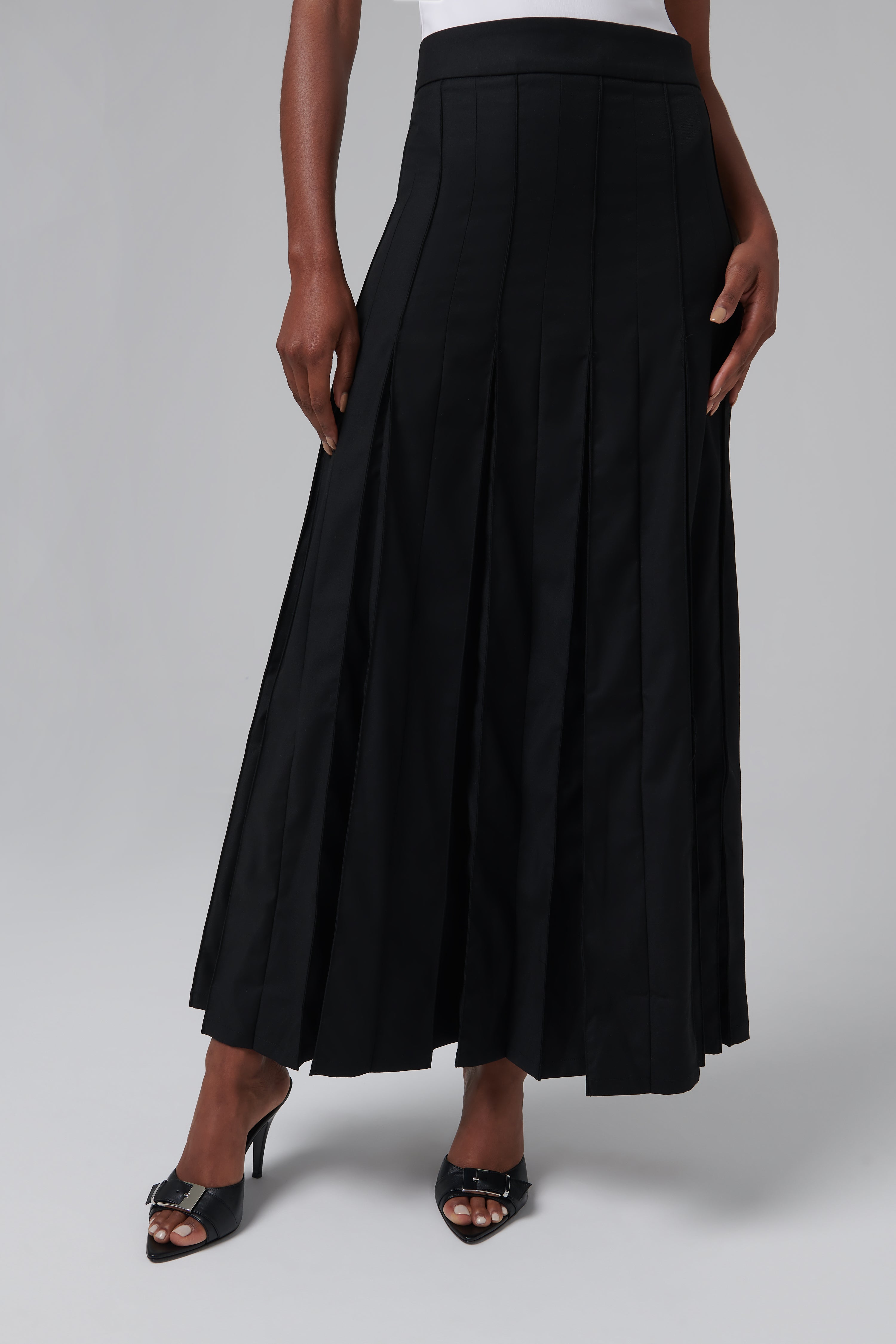 Remain Black Pleated Suiting Maxi Skirt