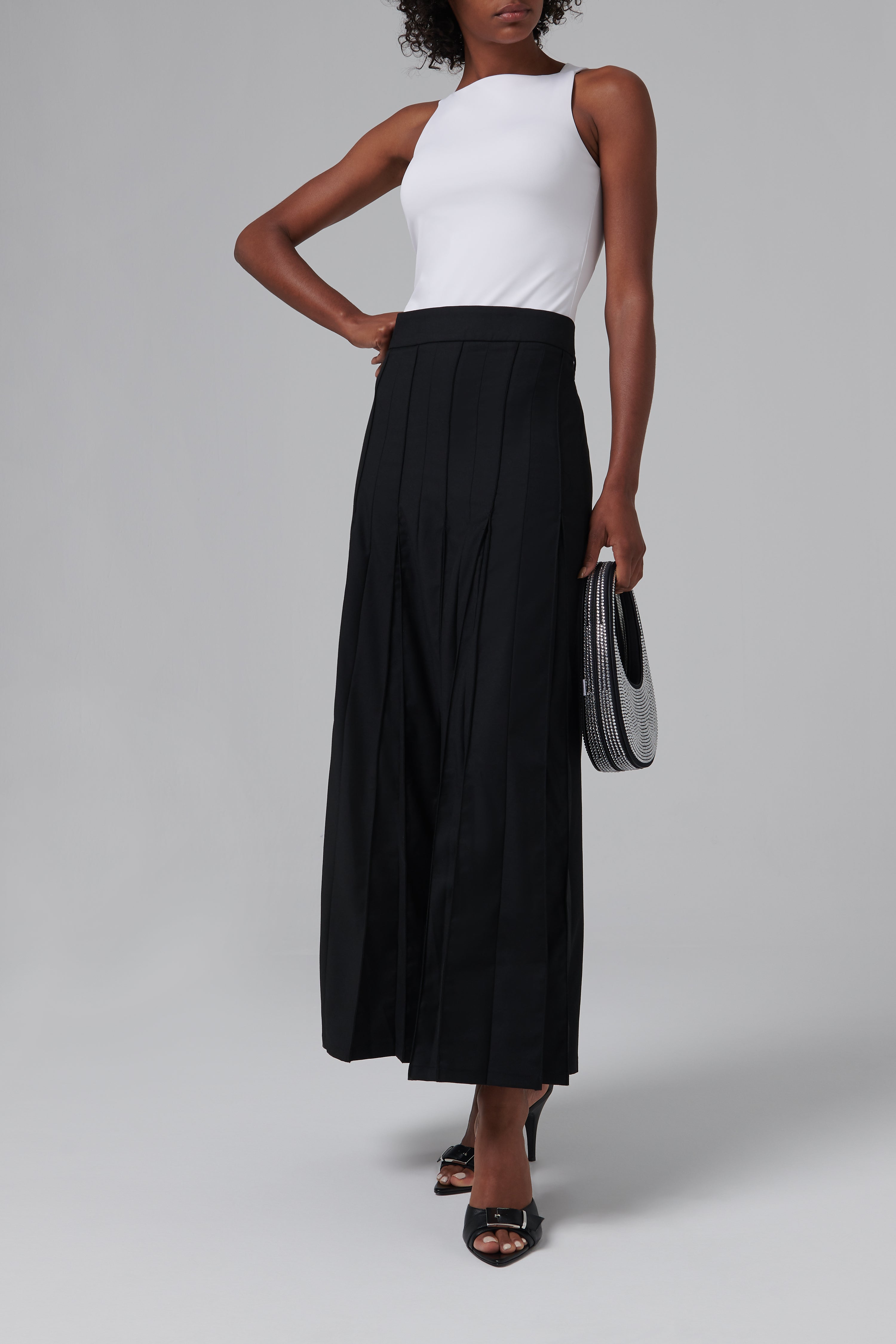 Remain Black Pleated Suiting Maxi Skirt - Fabric of Society