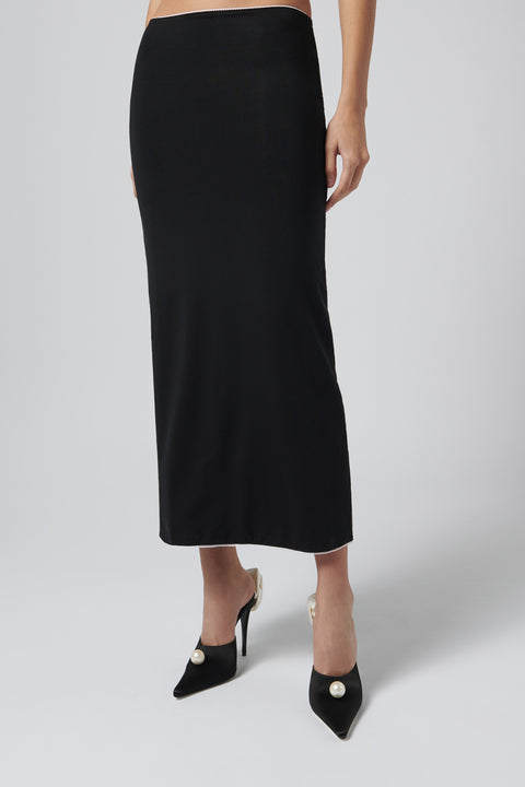 Black Solene Midi Skirt