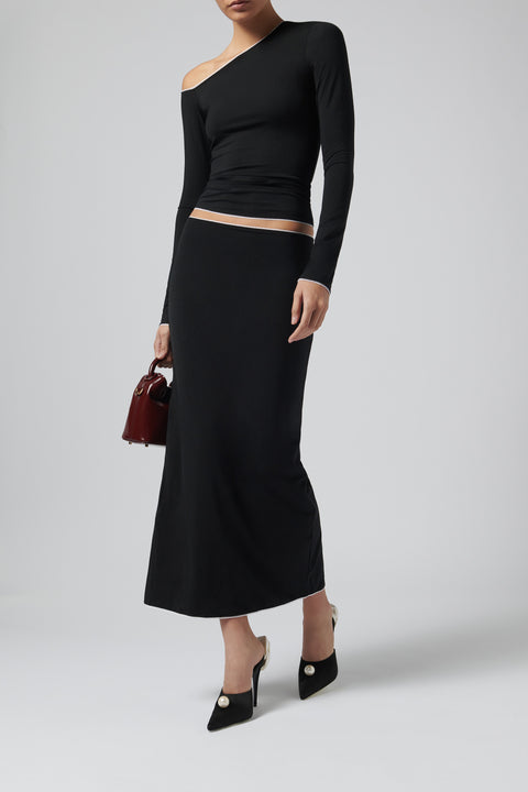 Black Solene Midi Skirt