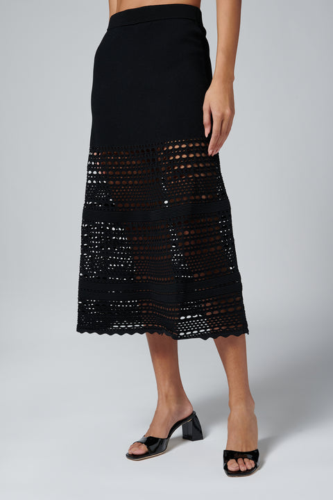 Black Westly Open Stitch
Knit Midi Skirt