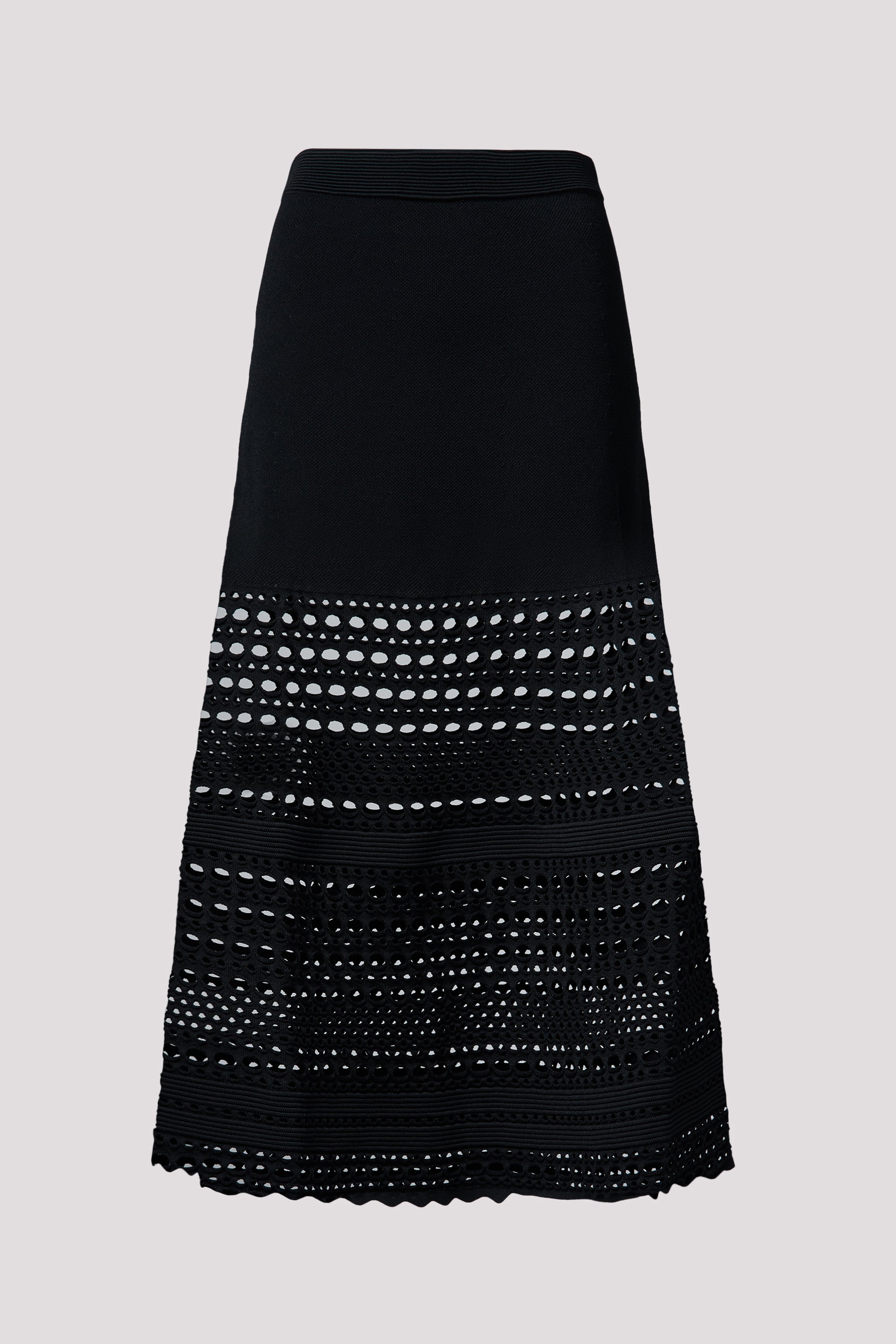 Simkhai Black Westly Open Stitch Knit Midi Skirt