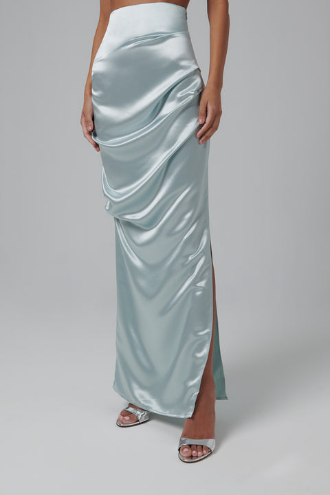 Blue Remmy Draped Maxi Skirt