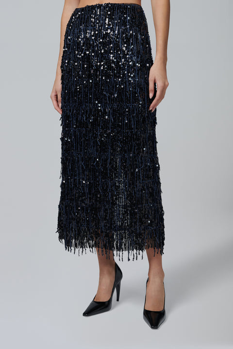 Navy Dia Midi Skirt