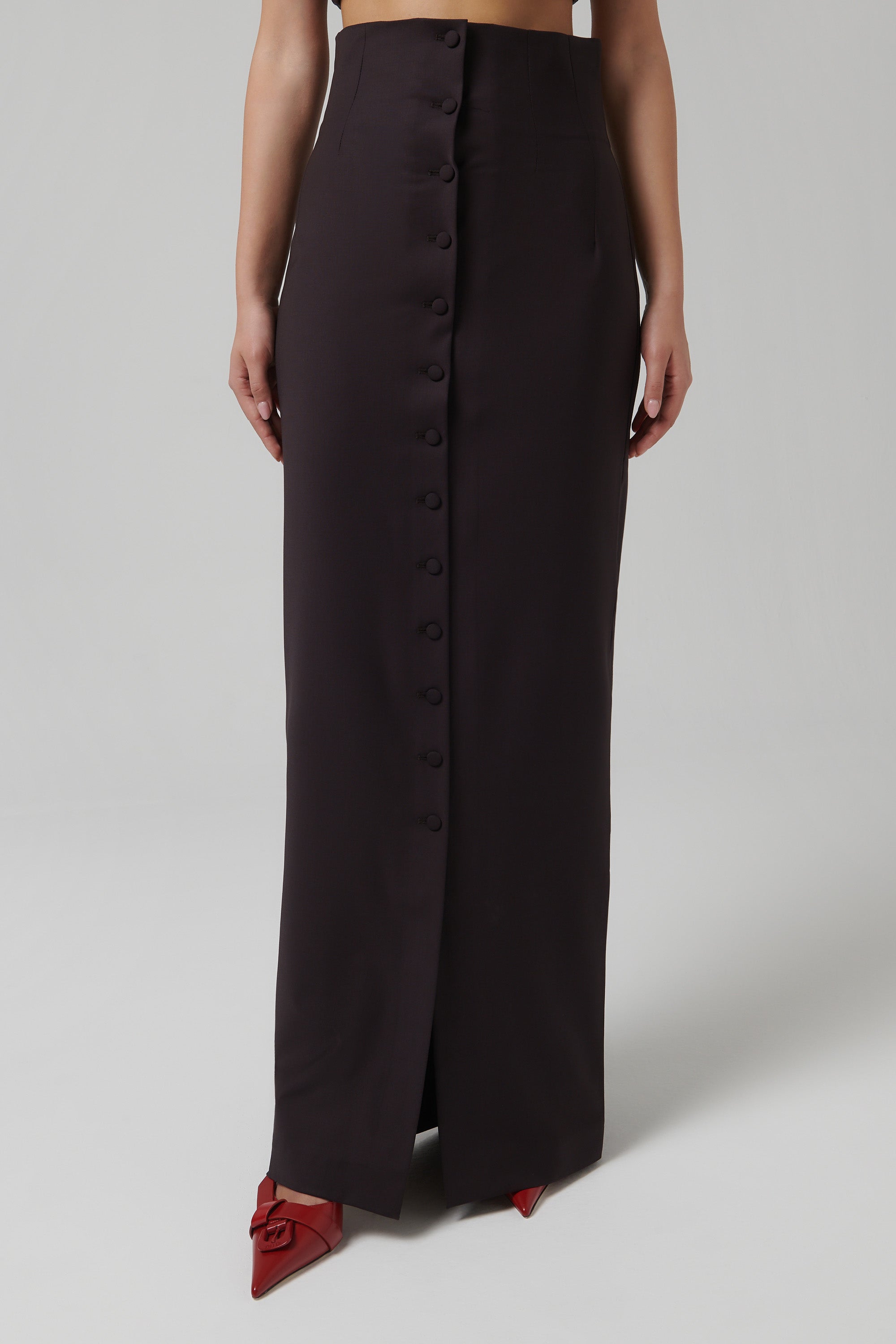 【関税込み】REMAIN Birger Christensen ロングスカート REMAIN Birger Christensenのブラック Suiting プリーツ マキシ