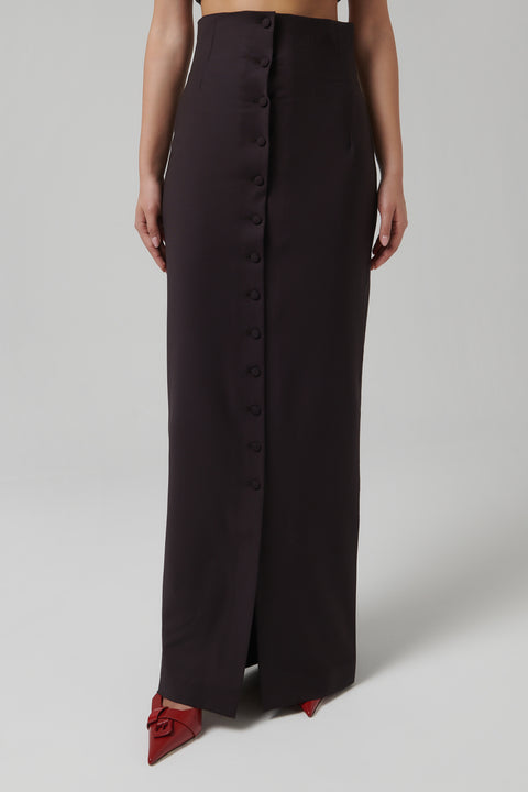 Brown High Waisted Pencil Skirt