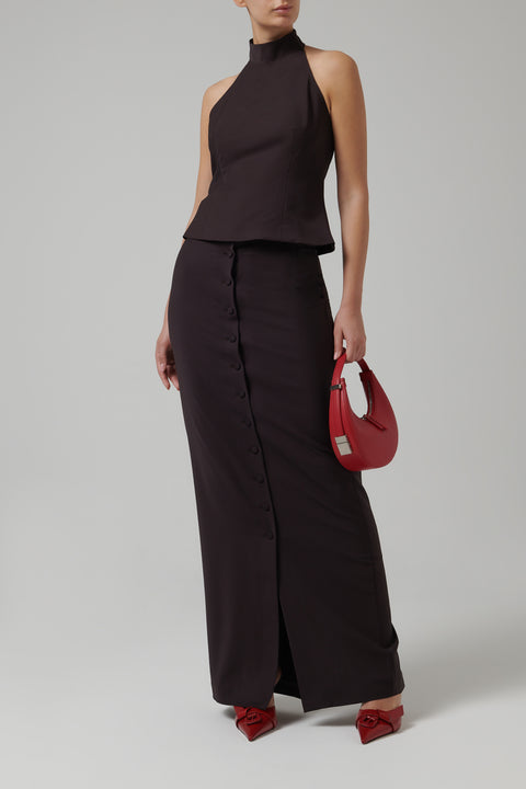 Brown High Waisted Pencil Skirt