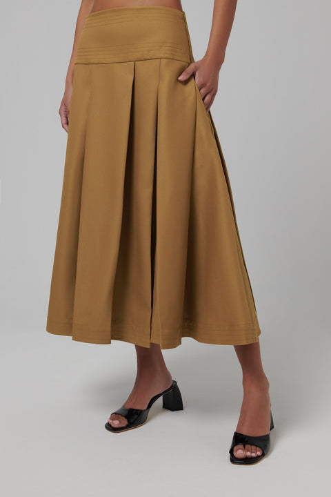 Brown Layan Pleated Maxi Skrit