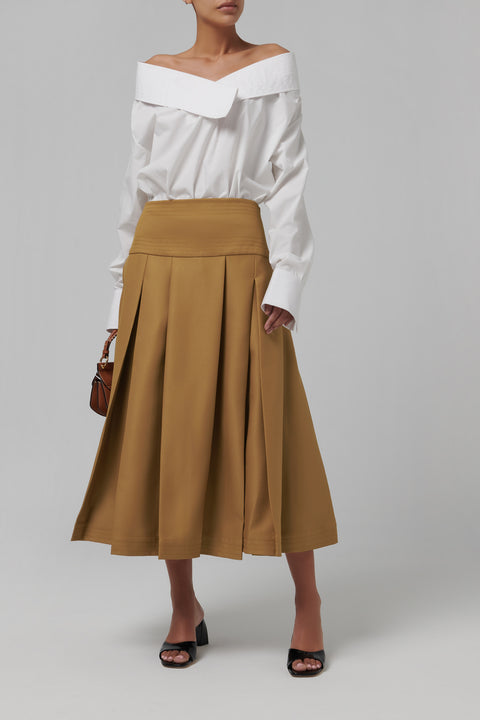 Brown Layan Pleated Maxi Skrit