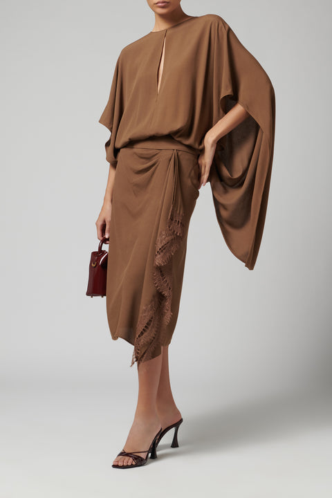 Brown Marocaine Midi Skirt