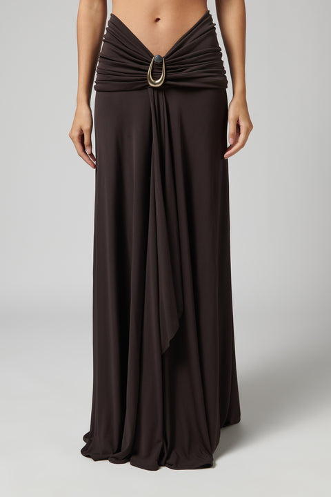 Brown Stone Pin Cascade Skirt