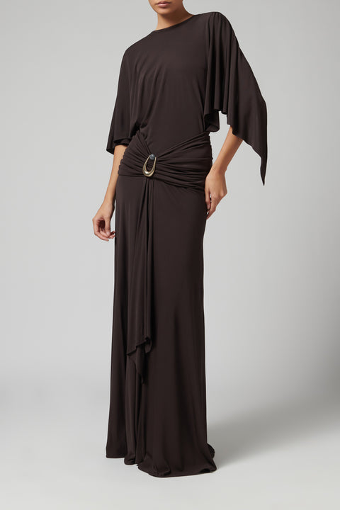 Brown Stone Pin Cascade Skirt