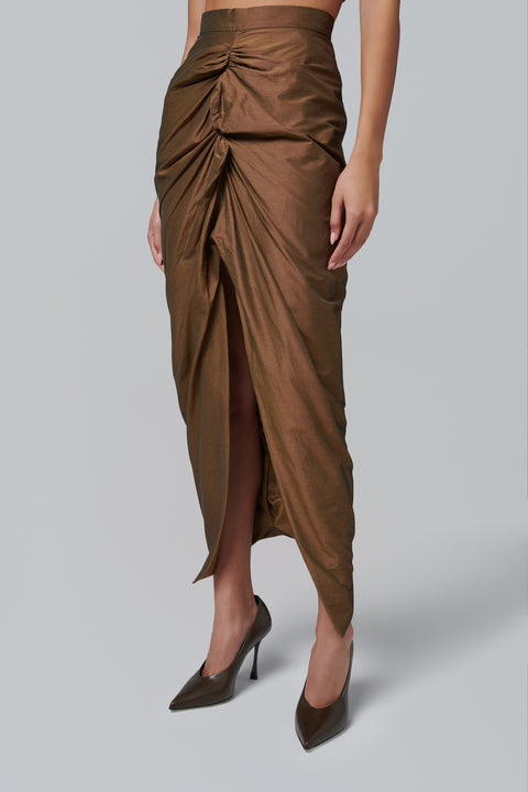 Brown Long Panther Skirt