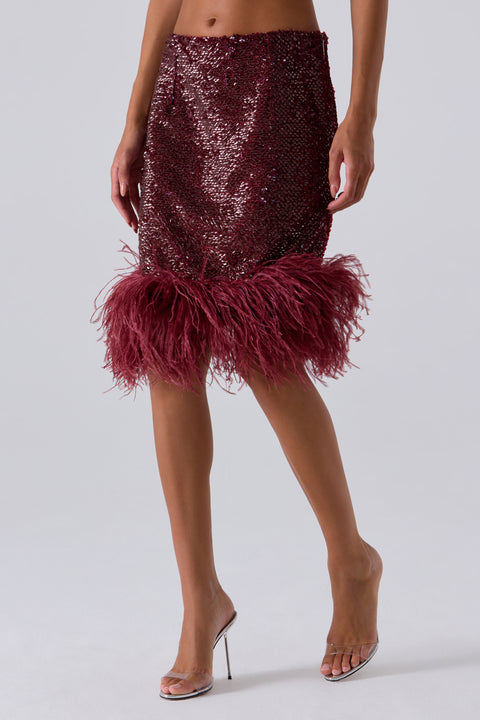 Burgundy Giaci Sequin Mini Skirt