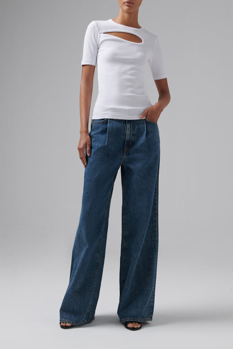 White Cut-Out Short Sleeve T-Shirt