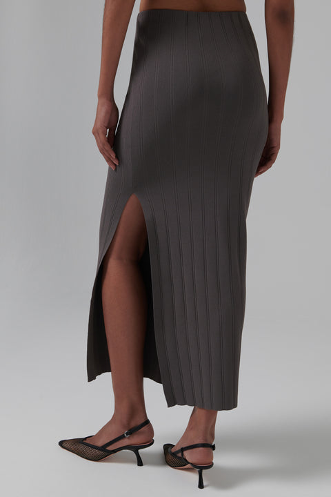 Grey Knit Midi Skirt
