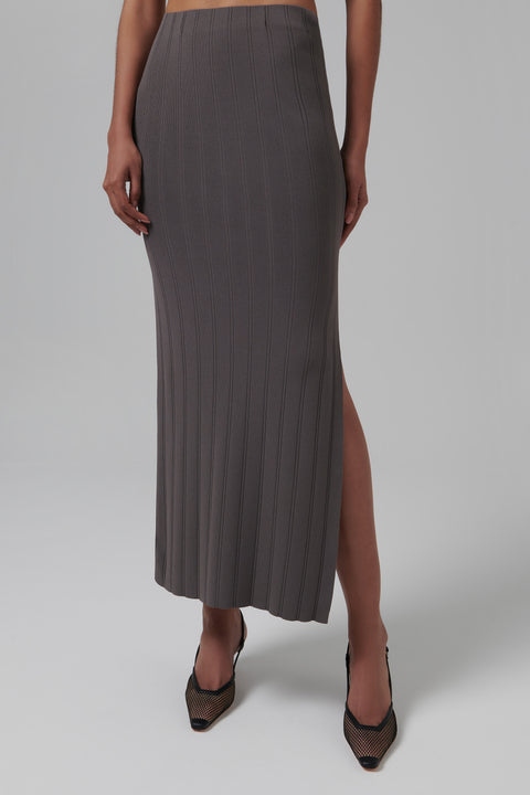 Grey Knit Midi Skirt