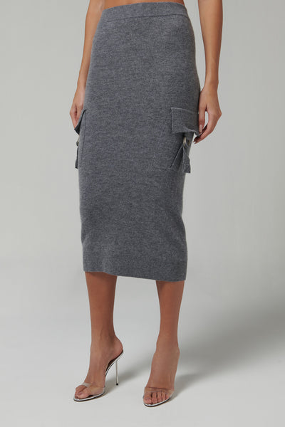 Blumarine Grey Side Pocket Knit Skirt