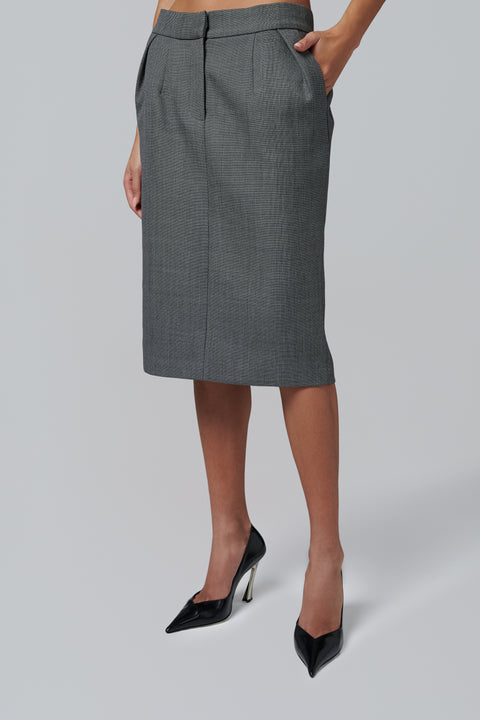 Grey Wool Midi Skirt