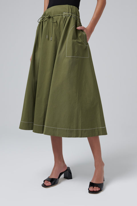 Khaki Tona Midi Skirt