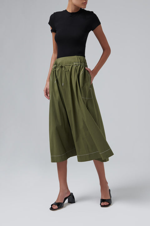 Khaki Tona Midi Skirt