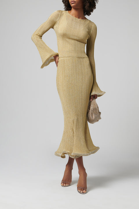 Gold Brighton Midi Skirt