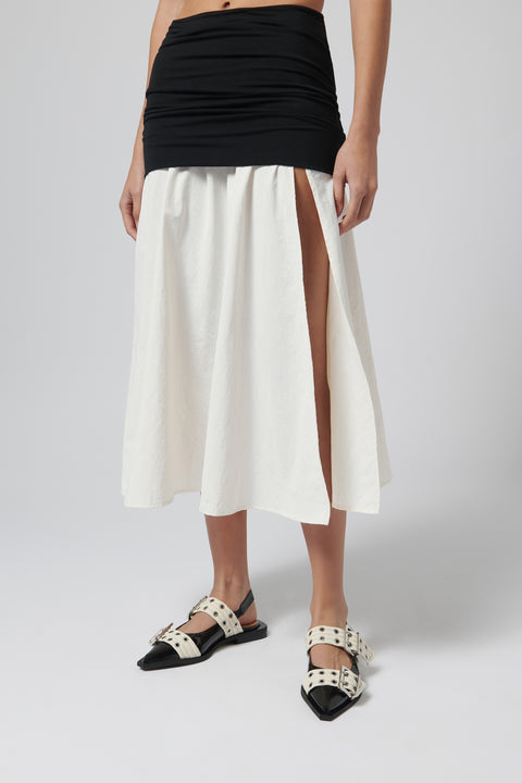 Black And White Mari Midi Skirt