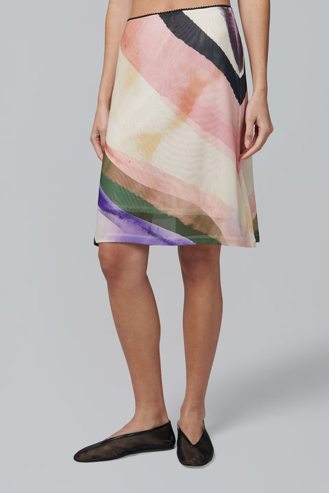 Multicoloured Mesh Midi Skirt
