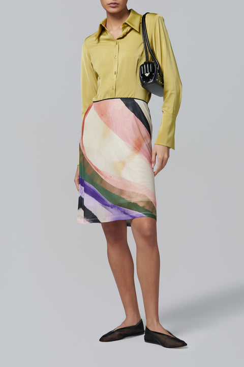 Multicoloured Mesh Midi Skirt
