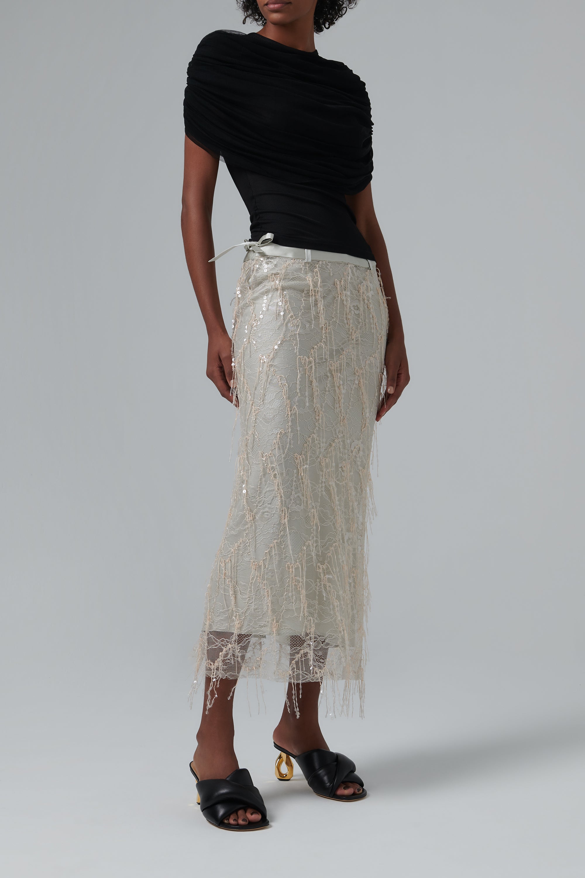 Christopher Esber Grey Ivy Beaded Lace Skirt Christopher Esber Grey Ivy Beaded Lace Skirt