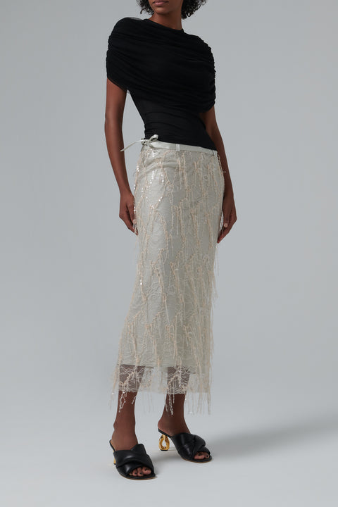 Grey Ivy Beaded Lace Skirt