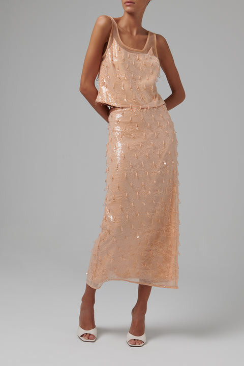 Orange Finnegan Midi Skirt