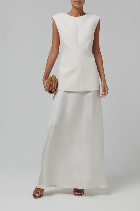 White Open Back Silk Dress