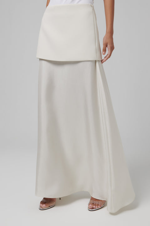 White Fluid Silk Skirt
