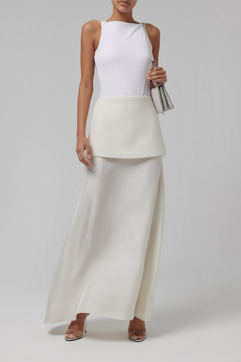 White Fluid Silk Skirt