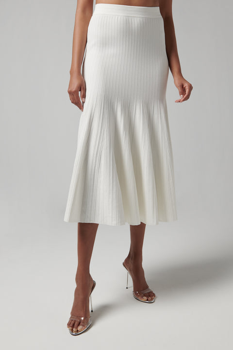 White Anitha Knit Midi Skirt