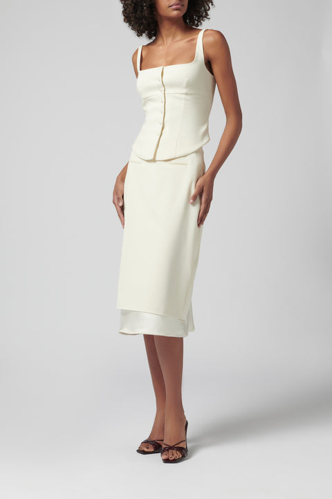 White Camila Midi Skirt