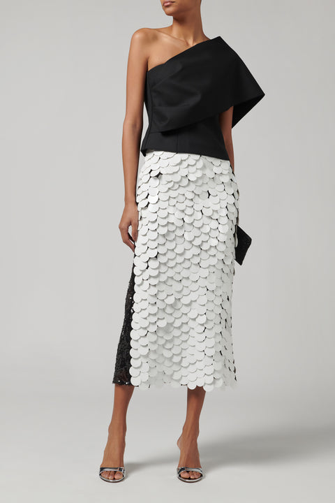 White Dia Midi Skirt