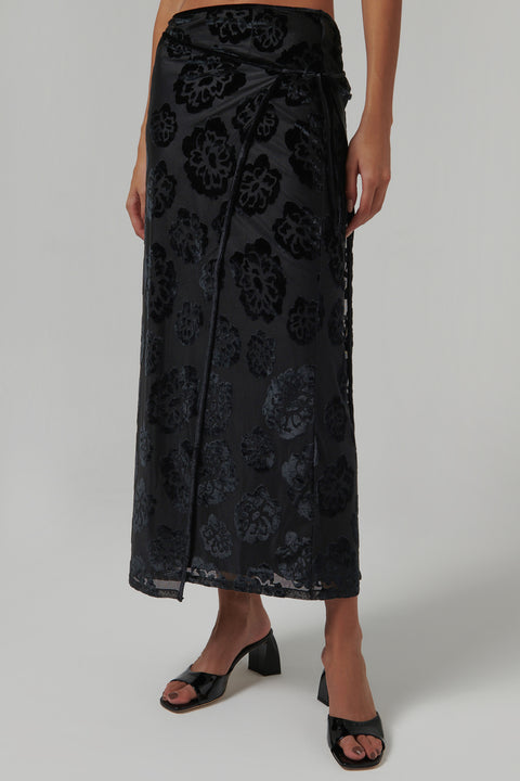 Black Vittoria Wrap Skirt