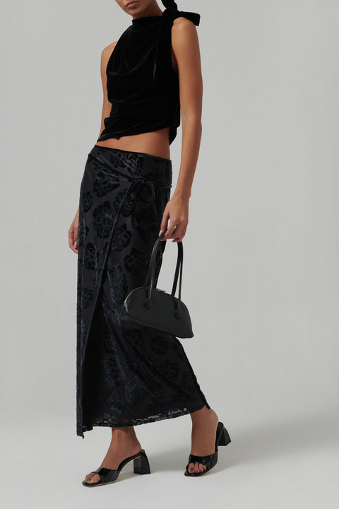 Black Vittoria Wrap Skirt