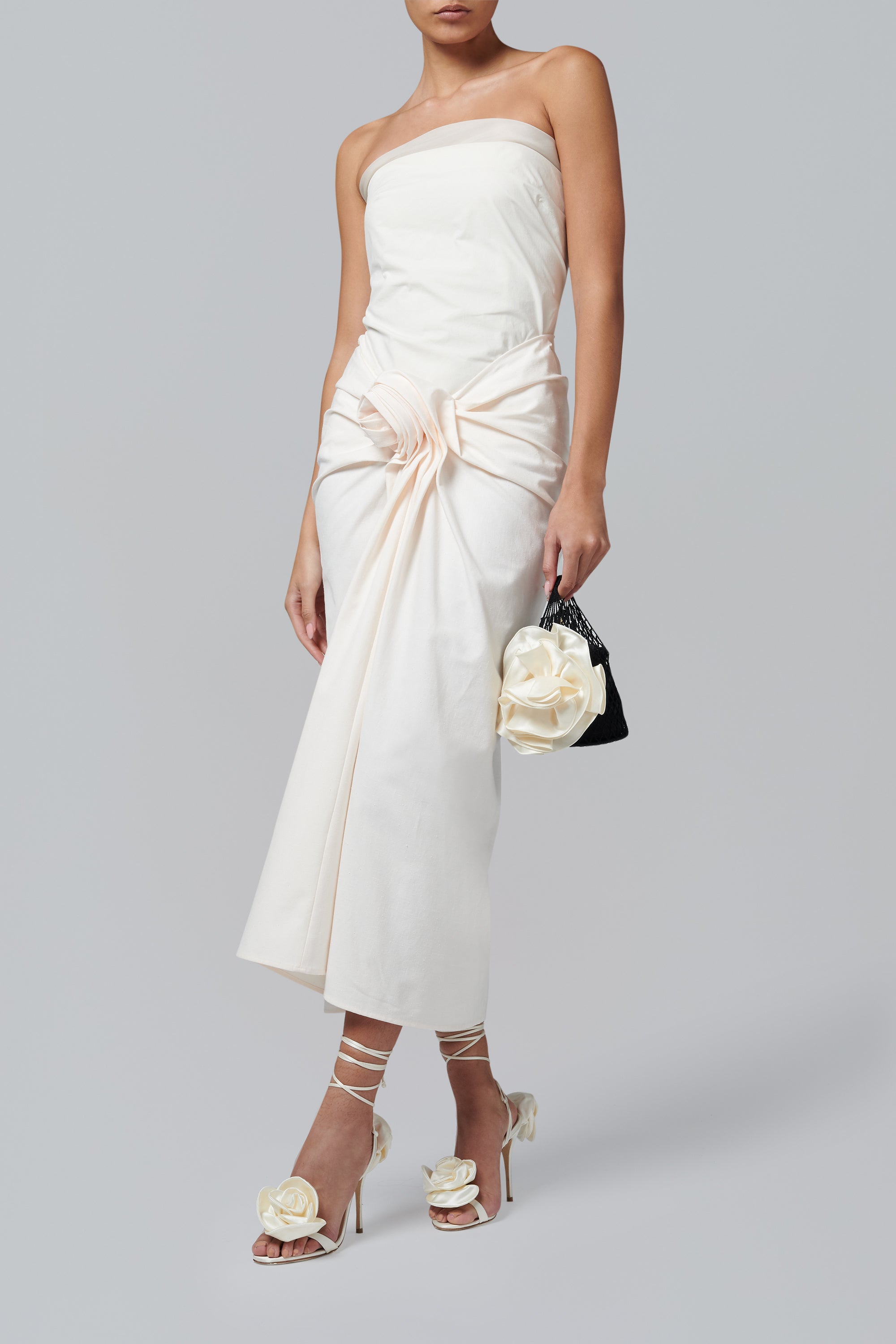 Magda Butrym White Front Knot Midi Skirt