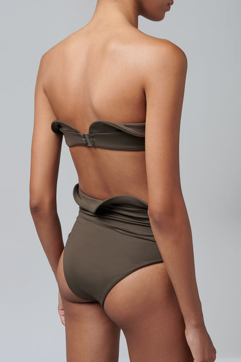 Brown Sculpted Waist Bikini Bottom