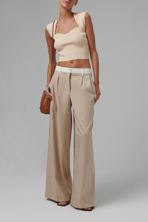Beige Abia Cropped Top