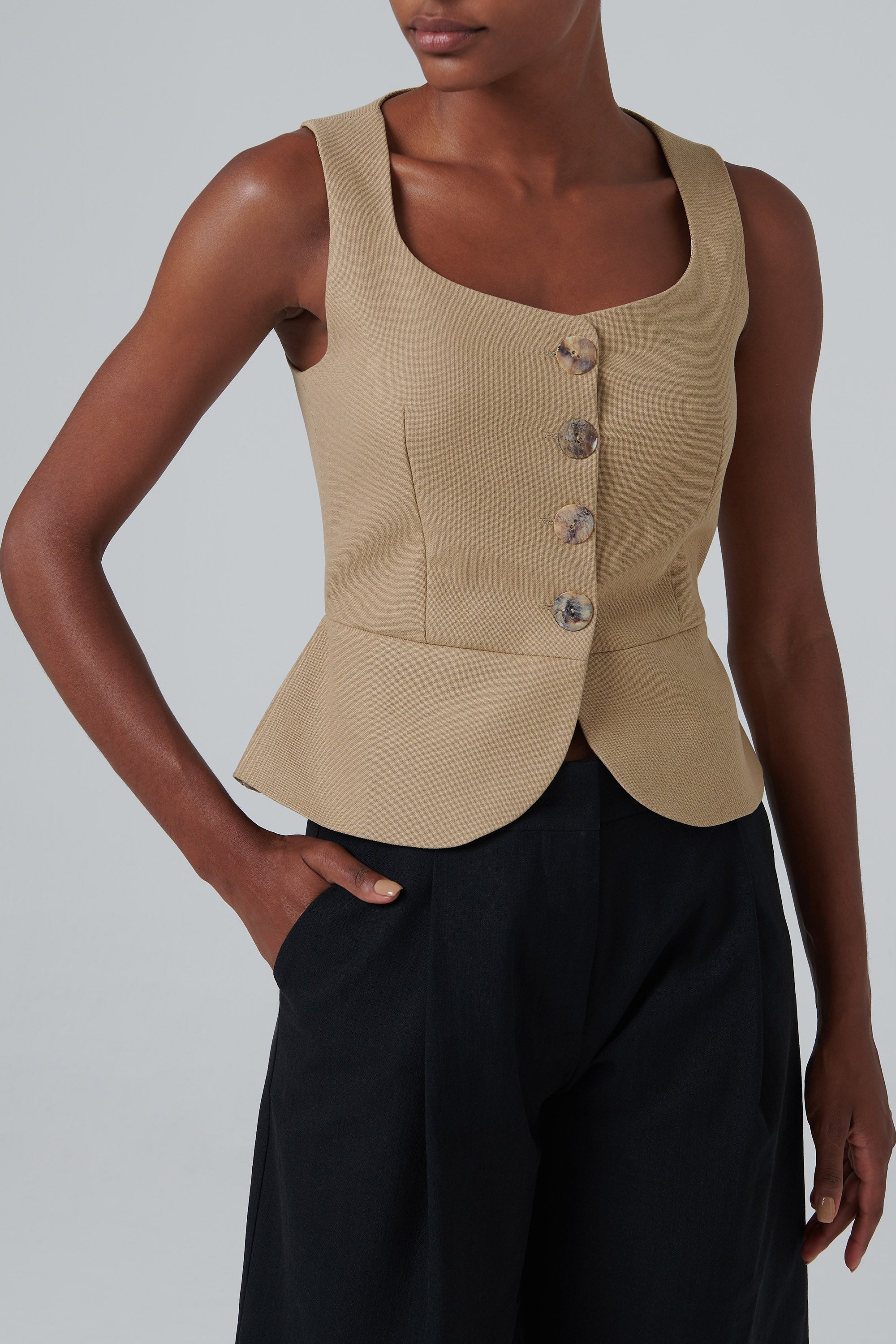 Rejina Pyo Beige Eunice Cotton Vest