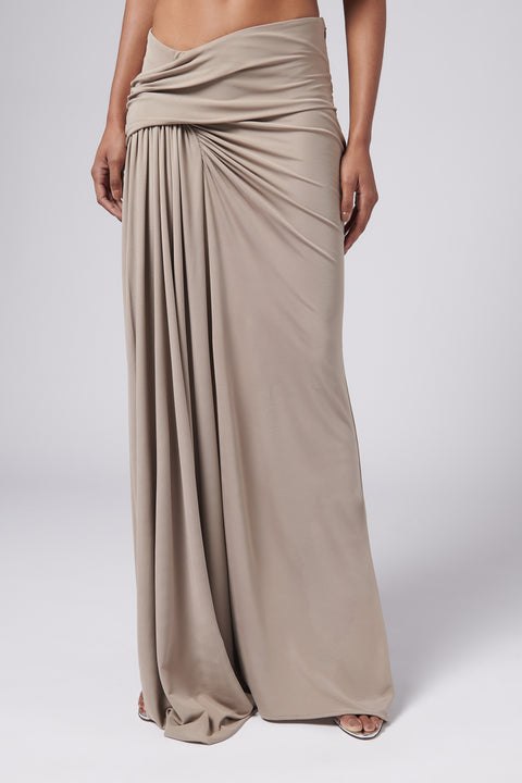 Grey Aiba Draped Jersey Skirt