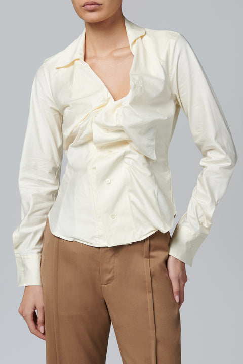 Beige Drunken Cotton Shirt